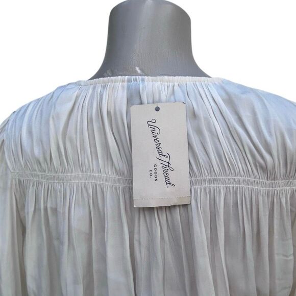 NWT Universal Thread Blouse Women's XS Cream Smocked V-neck Long Sleeve - Picture 9 of 16